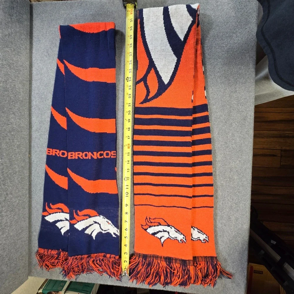 Bundle 2 Broncos Dever Footall Scarves Blue Orange Graphics AFC NFL Fan Unisex‎